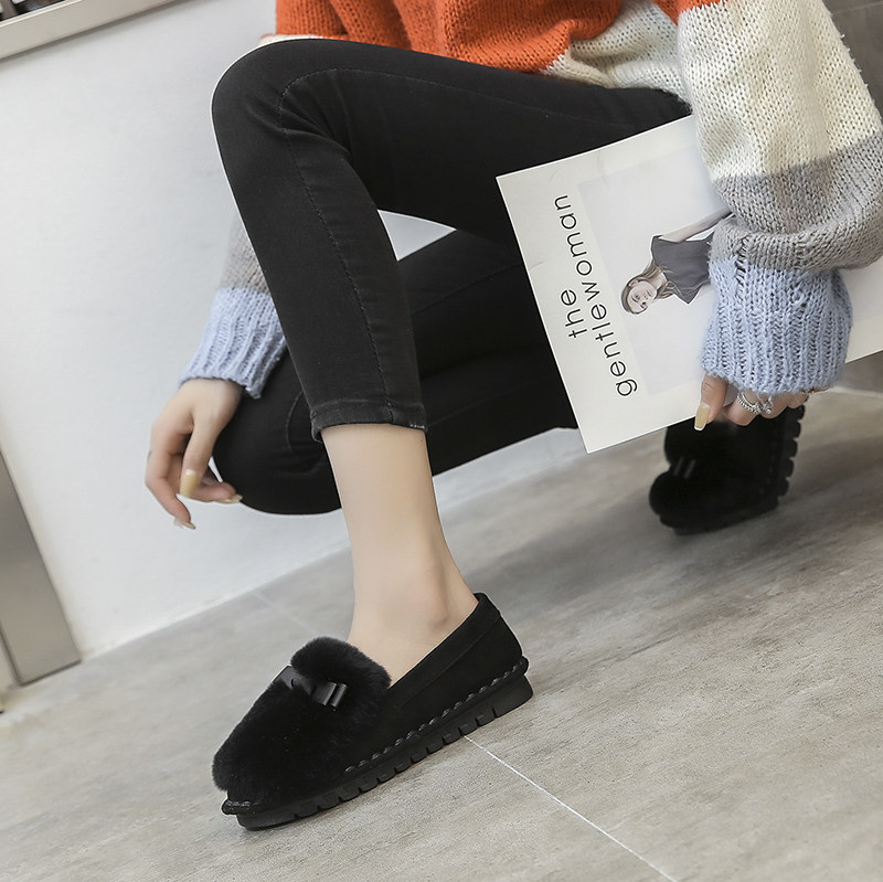 白色毛毛鞋女2024秋冬新款狐狸毛外穿单鞋软底百搭加绒豆豆鞋棉鞋,淘宝优惠券,粉丝福利购,淘宝优惠卷