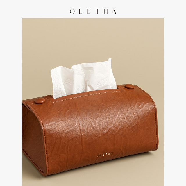 OLETHA new premium wrinkled leather tissue box