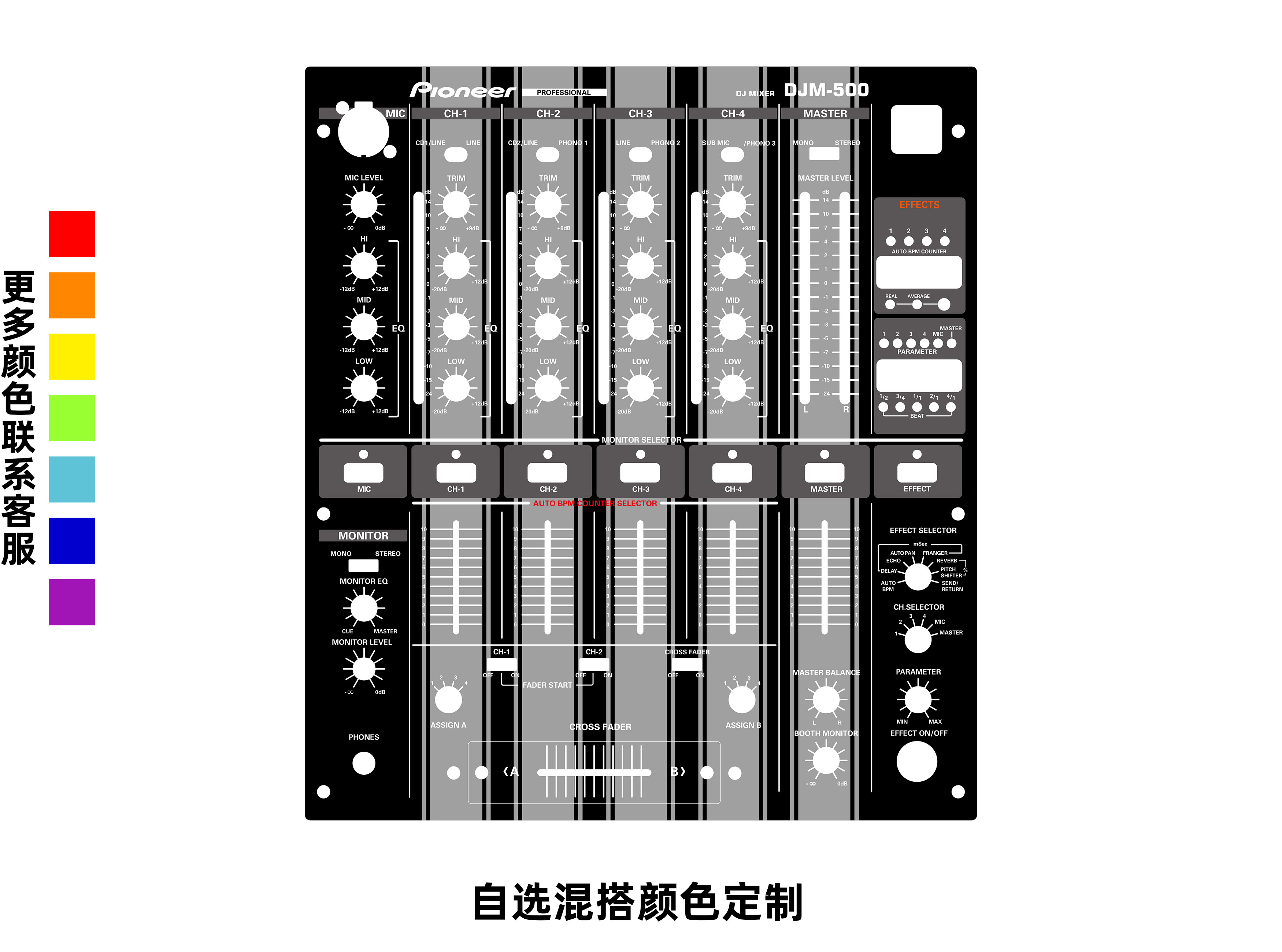 先锋DJM-500混音台面板贴膜 PIONERR djm500炫彩膜 可个性定制 - 图2