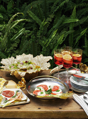 Michael Aram郁金香家居托盘不锈钢点心盘下午茶面包盘果碗乔迁礼