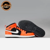 Университет Северной Каролины Air Jordan 1 Mid Aj1 Маленькая сломанная черная апельсиновая банда 640734-062