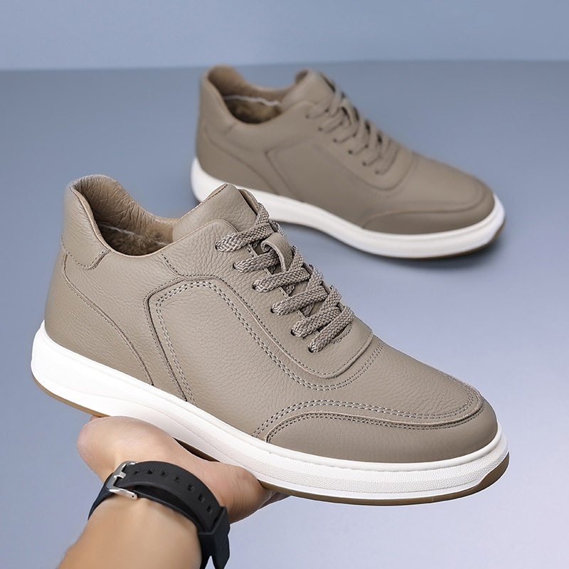 纯羊毛一体头层牛皮男鞋高帮休闲皮鞋时尚百搭保暖冬季新款加绒鞋,淘宝优惠券,粉丝福利购,淘宝优惠卷