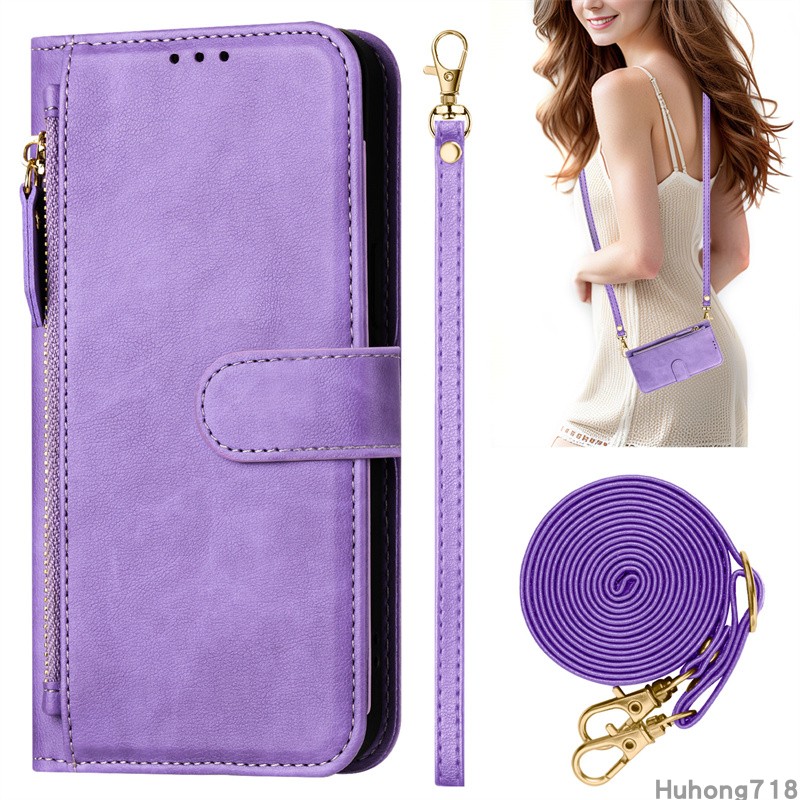 Suitable for Motorola Moto Edge 60/60S/70 Ultra Neo Pro 2025 5G mobile phone case zipper coin crossbody long lanyard backpack protective leather case wireless charging
