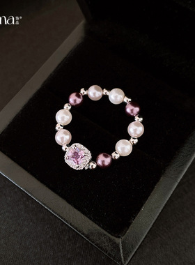 法式复古方形锆石珍珠戒指