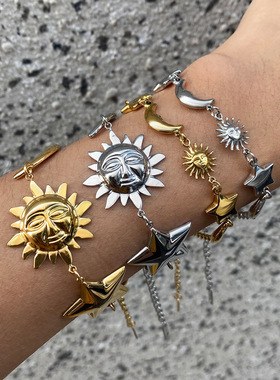 欧美18k金不锈钢星星手链