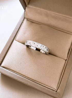 18k真金电镀不规则纹理开口戒指