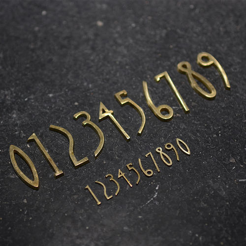 蘑菇空间 复古北欧黄铜英文数字贴门牌号简约ins水泥字母墙面装饰 - 图1