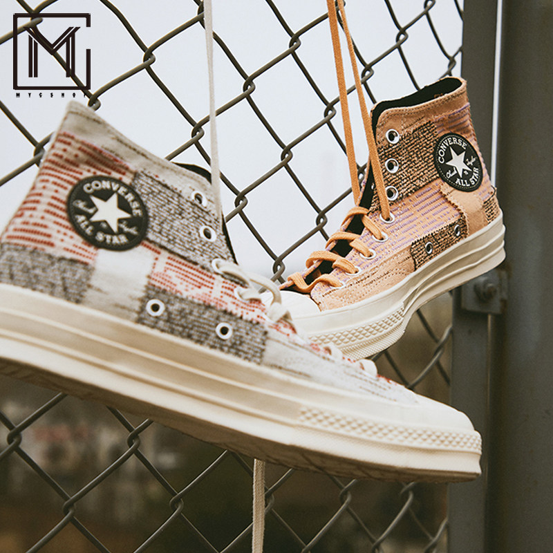 匡威Converse Chuck 70 HI 条纹补丁高帮休闲帆布板鞋170058C