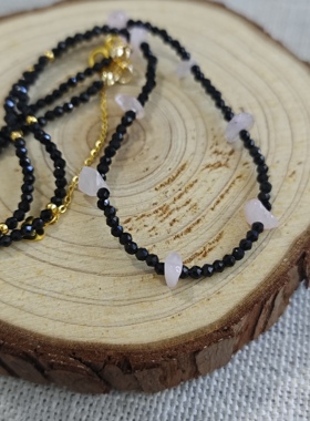 私人定制手作项链黑曜石天然石项链百搭饰品气质简约