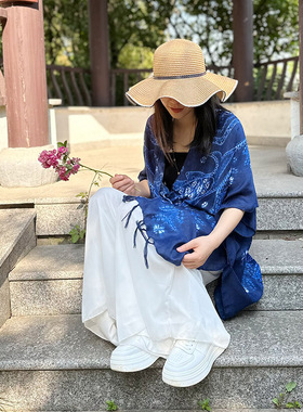 女棉麻围巾防晒斗篷流苏披肩