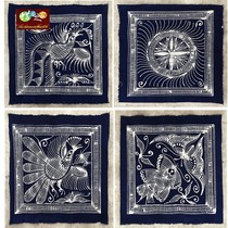 Wax dyeing small square towels Danzhai Tuten wax dyeing and decoration wall-mounted delivery gift canine dress frame decoration painting 28 * 29CM