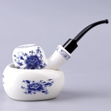 Apple, керамические сине-белые старомодные курительные принадлежности ручной работы