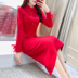 Cửa sau váy cô dâu 2019 mới của phụ nữ mùa thu váy cưới Pháp váy váy váy dài màu đỏ - váy đầm váy ngủ 2 dây váy đầm