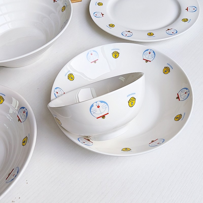 哆啦A梦陶瓷餐具家用陶瓷碗米饭碗面碗 陶瓷盘子深盘平盘甜品盘子,淘宝优惠券,粉丝福利购,淘宝优惠卷