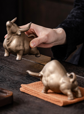 陶瓷招财牛摆件吉祥物家居客厅装饰品十二生肖牛年礼品茶桌茶宠牛