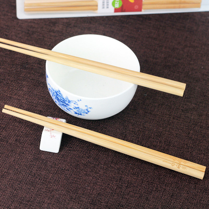 双枪筷子酒店排档家用筷子竹12双装中式餐具工艺筷子消毒无漆公筷_虎窝淘
