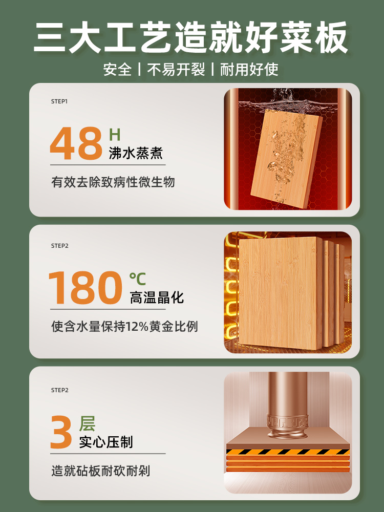 双枪菜板抗菌防霉实木家用竹切菜板案板厨房面板水果擀和面粘砧板 - 图2