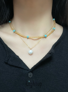 原创自制绿松石串珠项链