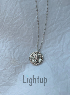 欧美ins风狮子浮雕项链