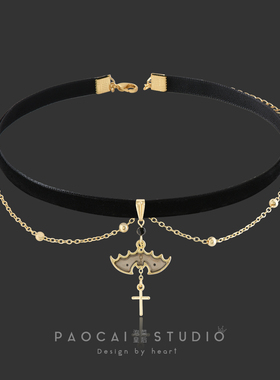 泡菜皇后万圣节暗黑蝙蝠锁骨链