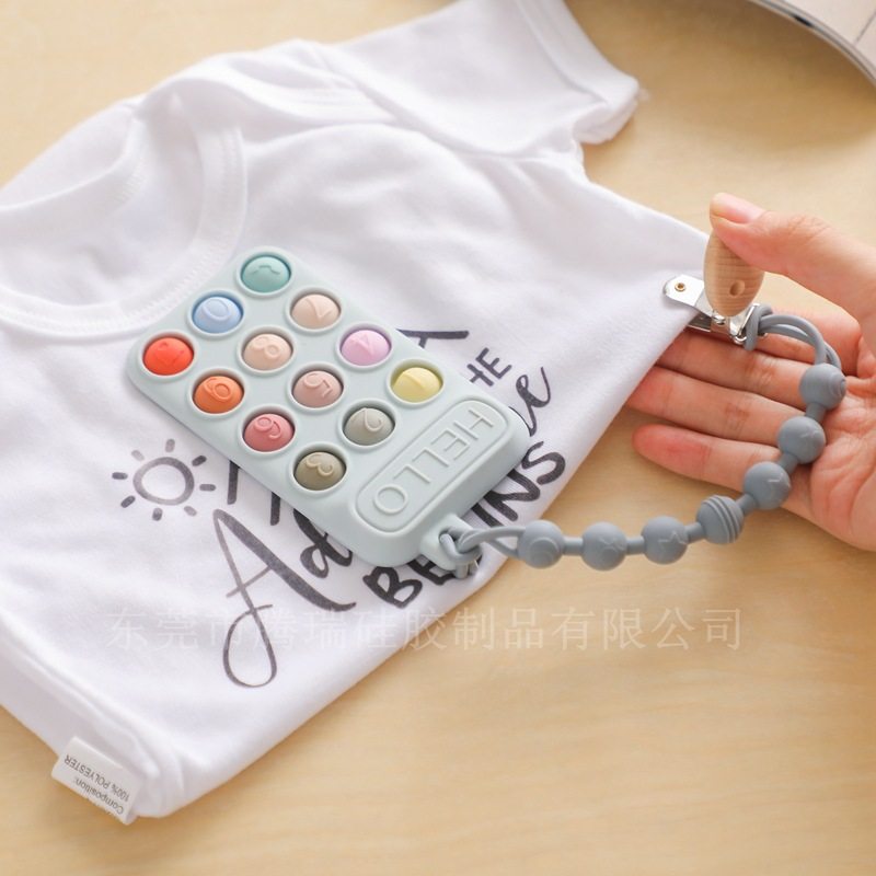 婴儿手机牙胶宝宝安抚硅胶手机按键玩具防吃手磨牙棒奶嘴链,淘宝优惠券,粉丝福利购,淘宝优惠卷