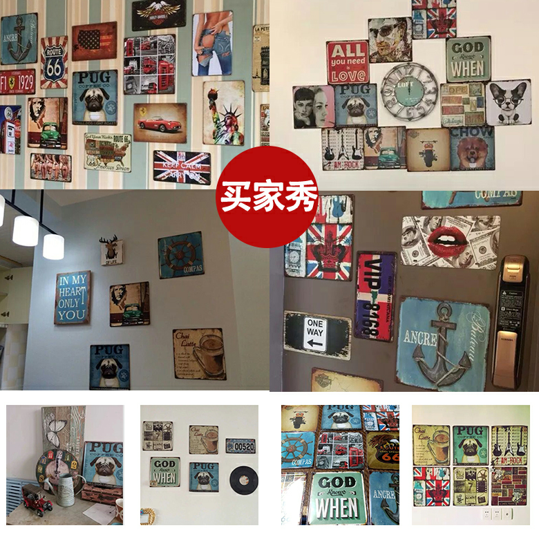 美式创意复古怀旧铁皮画酒吧火锅店餐厅墙面装饰画个性工业风壁饰