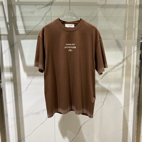 PP OF GOLDEN 26春夏新款logo字母印花破坏做旧男士短袖T恤622639 - 图0