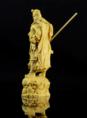黄杨木武财神关公像镇宅工艺品