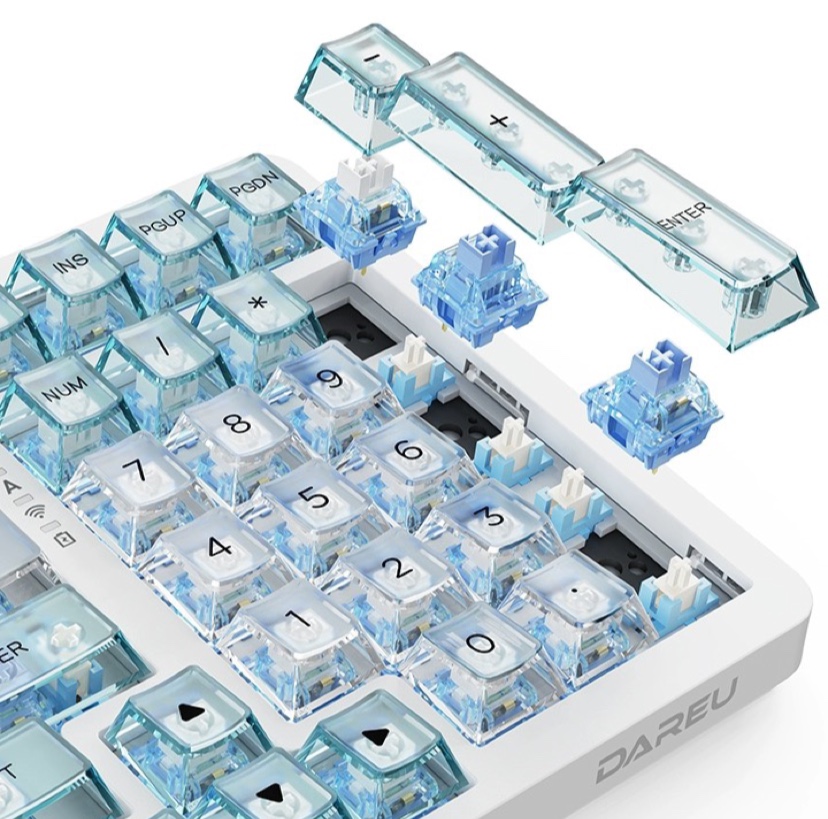 DAREU达尔优A98水透版三模无线机械键盘电竞游戏CF插拔轴电脑键盘 - 图3