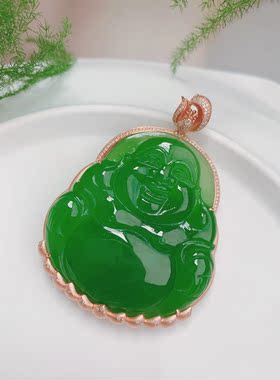 镶嵌乌兰海苹果绿佛公挂坠钻石