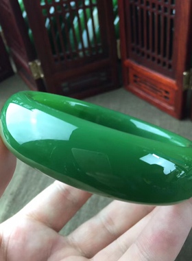 保证收藏品新疆和田7号矿碧玉手镯中宽条
