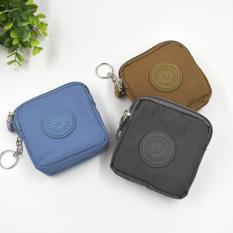 简约布艺小包双层拉链零钱包迷你手拿小方包钥匙卡包卫生棉收纳包 - 图3