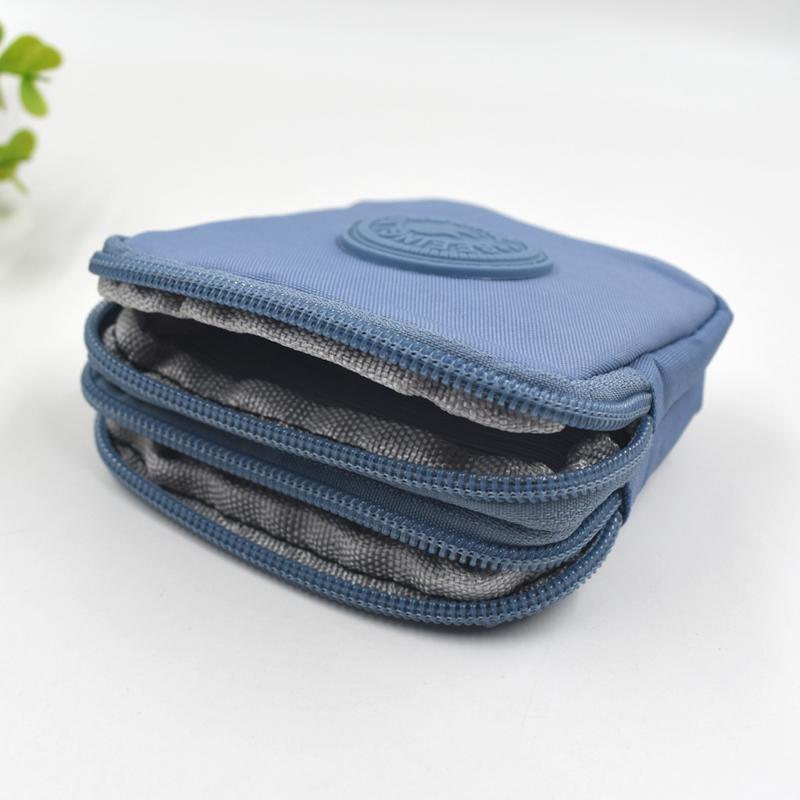 简约布艺小包双层拉链零钱包迷你手拿小方包钥匙卡包卫生棉收纳包 - 图0