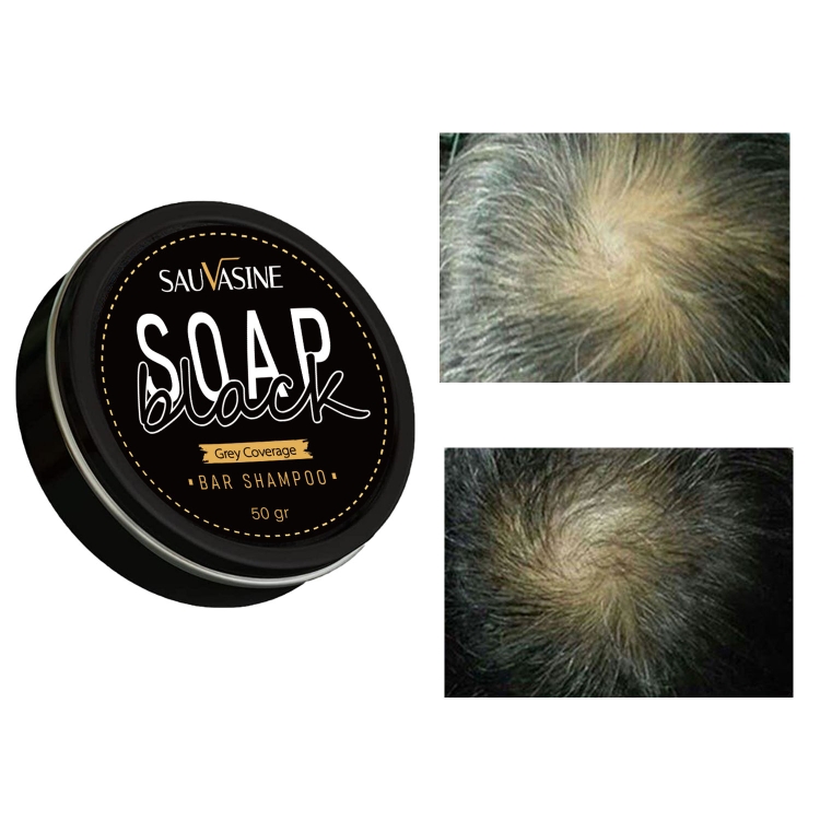 Black Shampoo Soap Repair Gray White Hair Growth洗发皂无硅油 - 图1