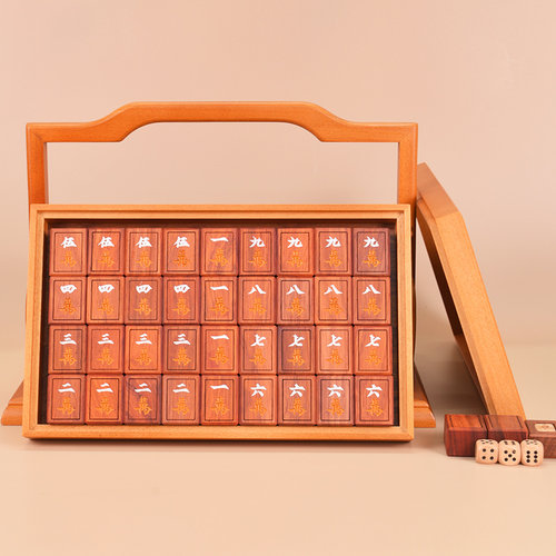 御圣麻将绍氏紫檀木大码实木家用手搓麻将牌精美木盒厂家直销包邮 - 图3