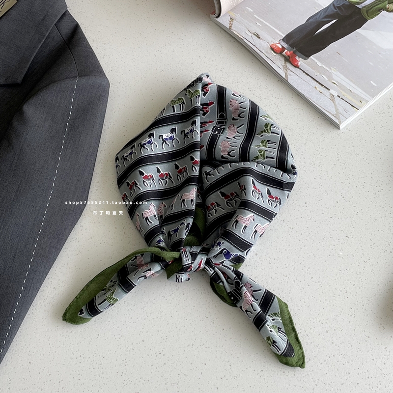 65cm高级感小马皮带印花大方巾柔软亲肤披肩透气护颈领巾丝巾女士 - 图2