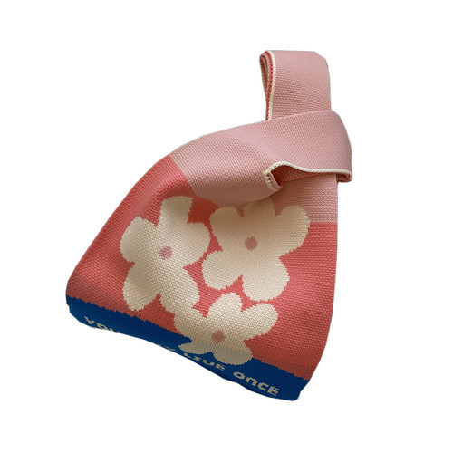 背心包马甲包潮流针织手拎包手提包包包花朵棋盘格撞色韩国ins风 - 图3