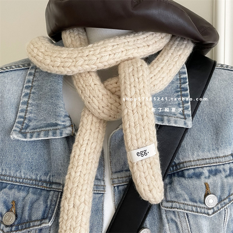 韩代同款法棍纯色可爱腊肠长条小围脖粗毛线古早细围巾装饰氛围感,淘宝优惠券,粉丝福利购,淘宝优惠卷