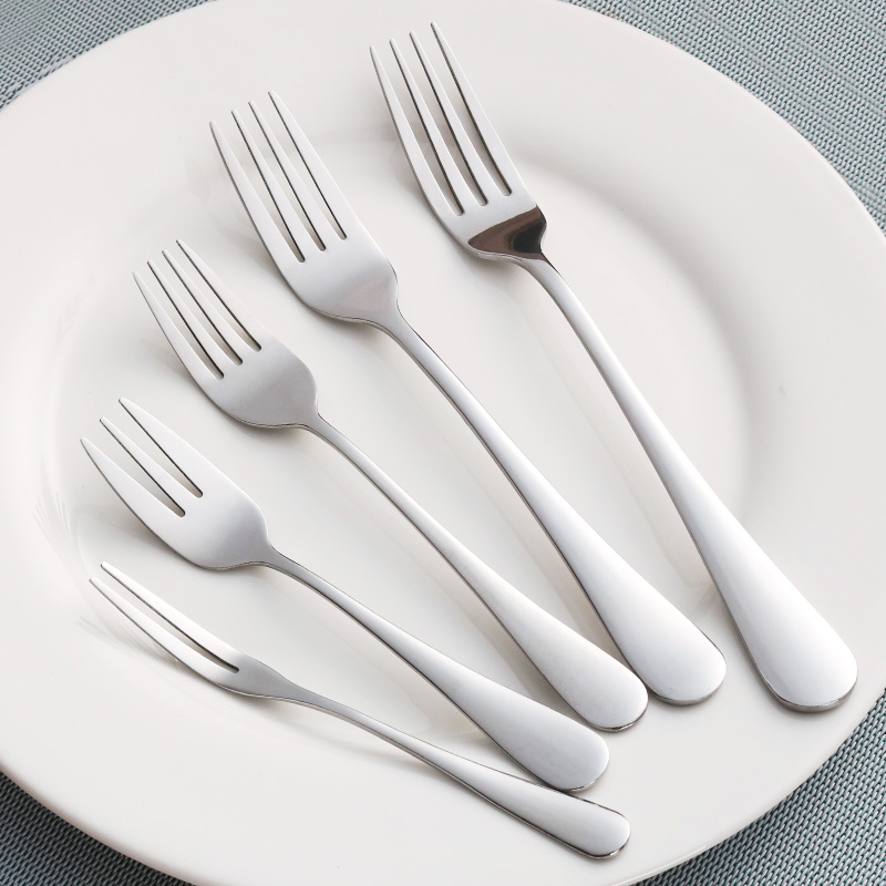 不锈钢叉子西餐餐具小叉子创意水果叉长柄成人主餐叉家用儿童沙拉 - 图0
