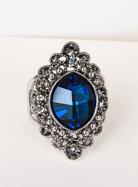 欧美时尚百搭复古水晶食指戒指