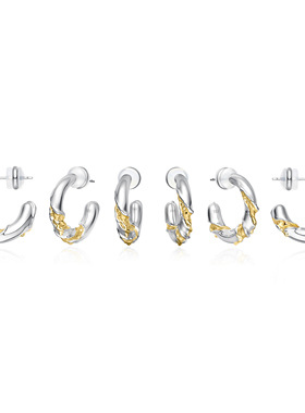 TOWERONE不规则肌理圆环爪痕耳环