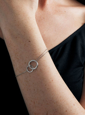 纯银情侣可调节手链男女同款