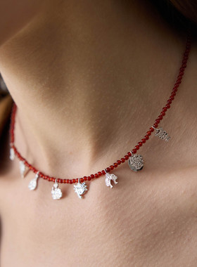 黑红玛瑙纳西八宝新年红项链