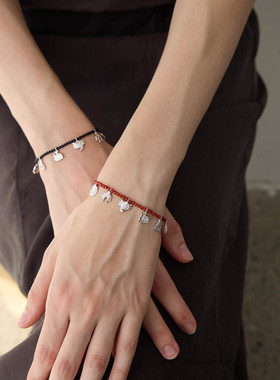 黑红玛瑙纳西八宝新年红手链