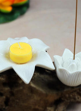 陶瓷德化白瓷烛台底座香插工艺品摆件精致好看