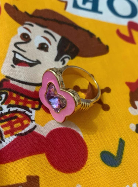 梁洁同款韩国网红电镀复古风简约蝴蝶人造锆石戒指双色甜美滴油女