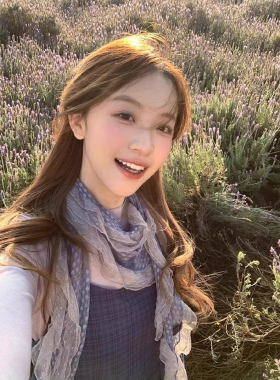 藤井树同款古着灰蓝波点蕾丝花边围巾女夏季外搭荷叶边时髦丝巾潮
