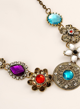 Partyme手工网红高贵复古小众宫廷风项链女锁骨链仿宝石气质颈链