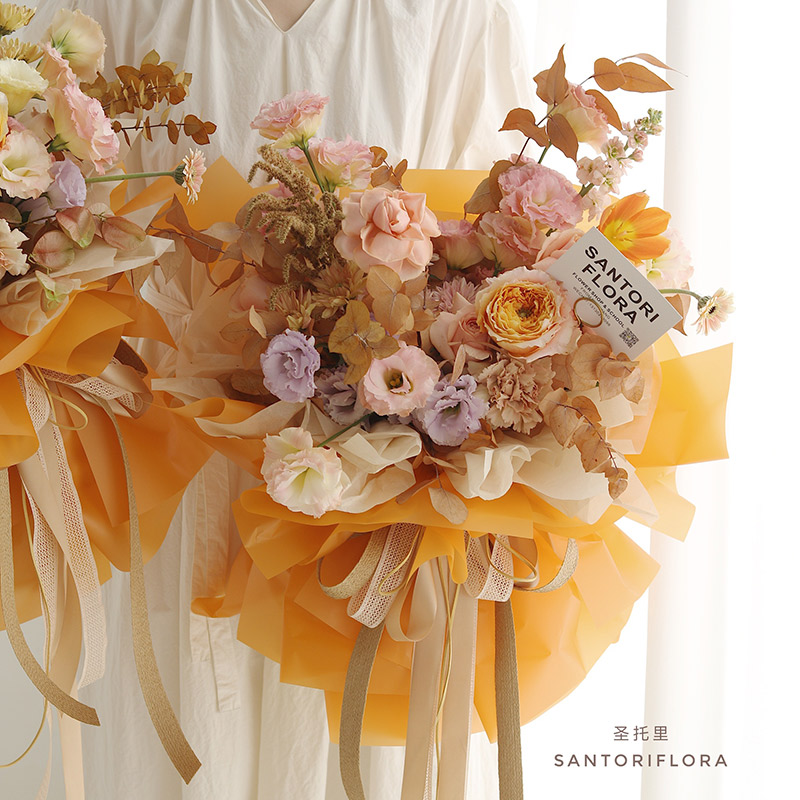 韩素纸鲜花花束包装纸纯色雾面半透明韩束包花纸防水diy花艺材料 - 图2