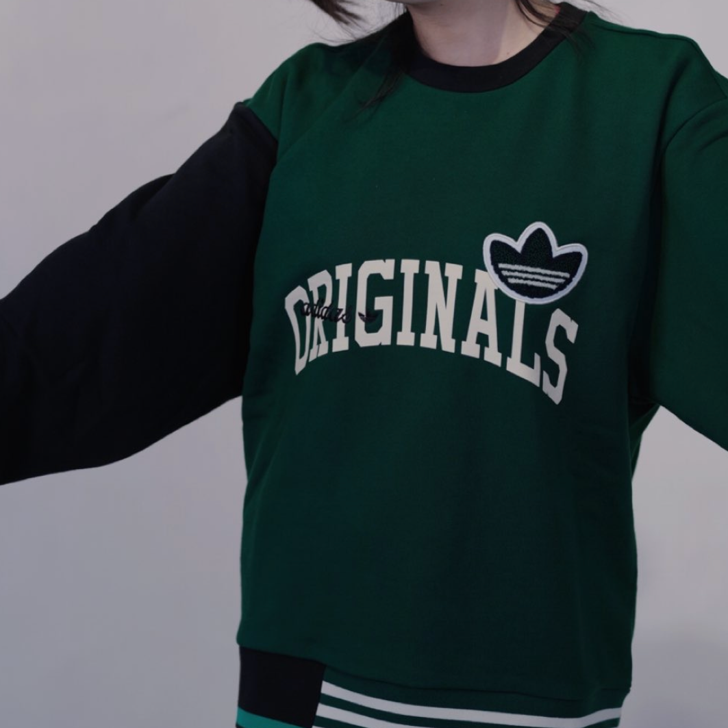 阿迪达斯三叶草卫衣男女春季上新拼接针织透气圆领宽松套衫HZ8923,淘宝优惠券,粉丝福利购,淘宝优惠卷